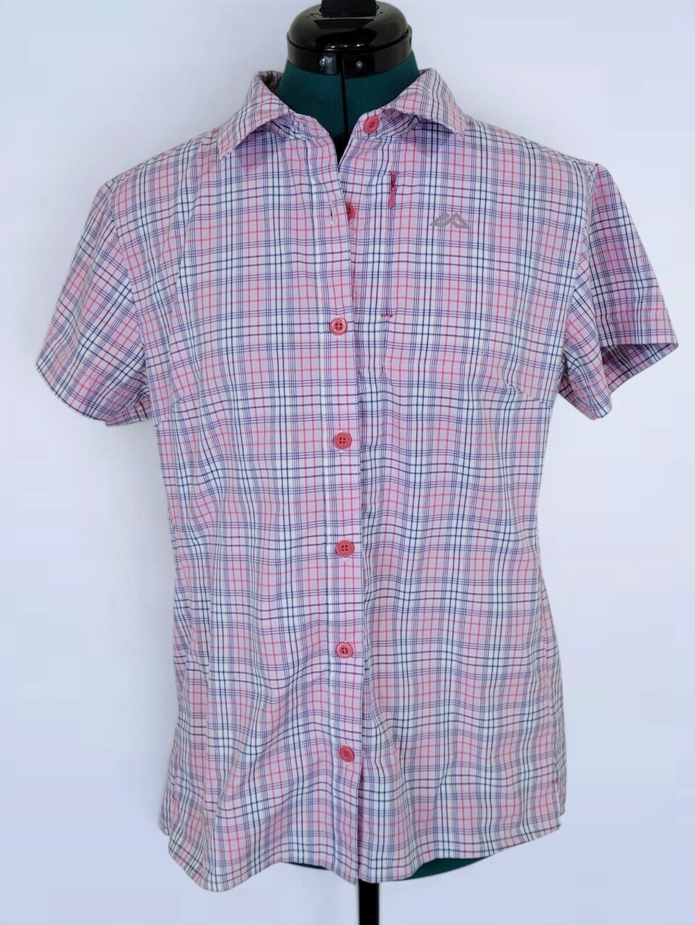 Kathmandu driMOTION Plaid Button Up Slim Fit T-Shirt - Size 12